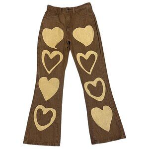 HEART Denim Graphic Print Bootcut Flared Shein Jeans - Medium